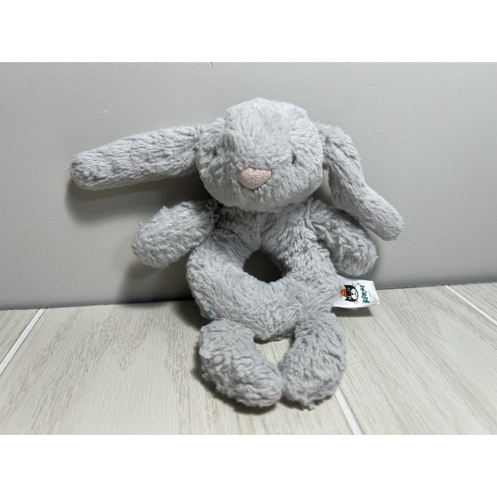 Jellycat Bashful Gray Bunny Grabber small plush rabbit mini baby rattle ring